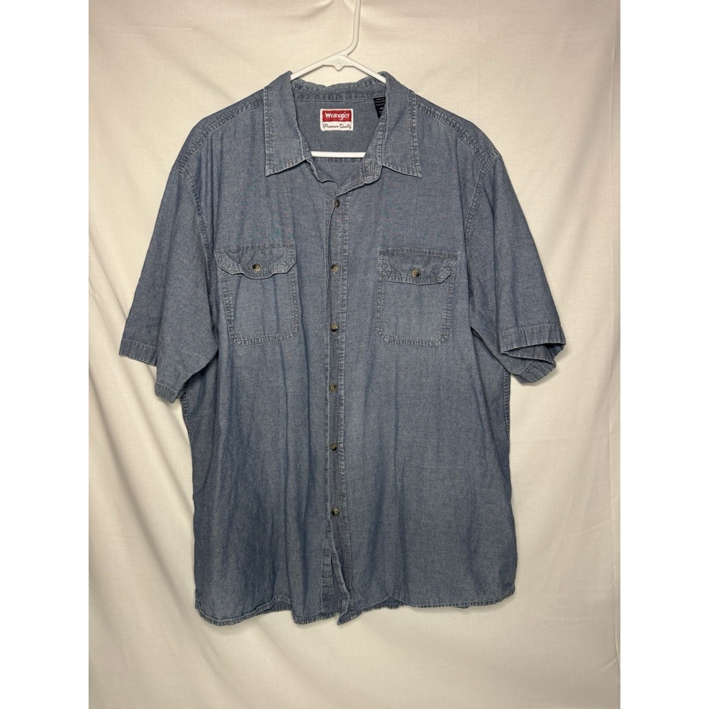 Wrangler Premium Quality Men's 2XL Short Sleeve Chambray Denim Shirt